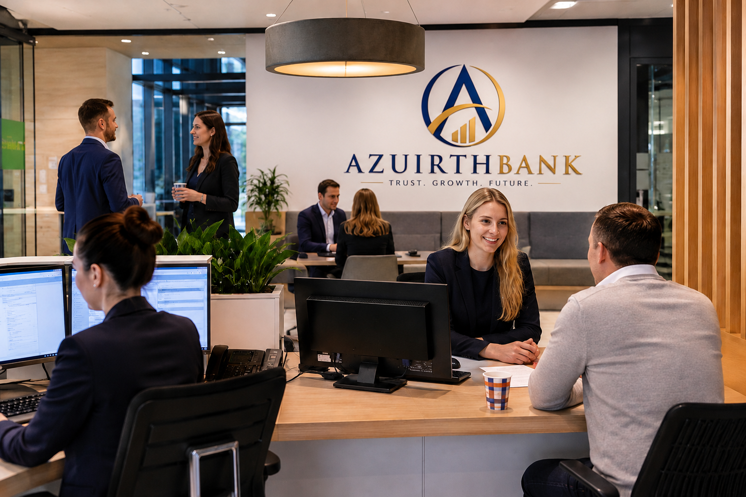 Happy customer banking